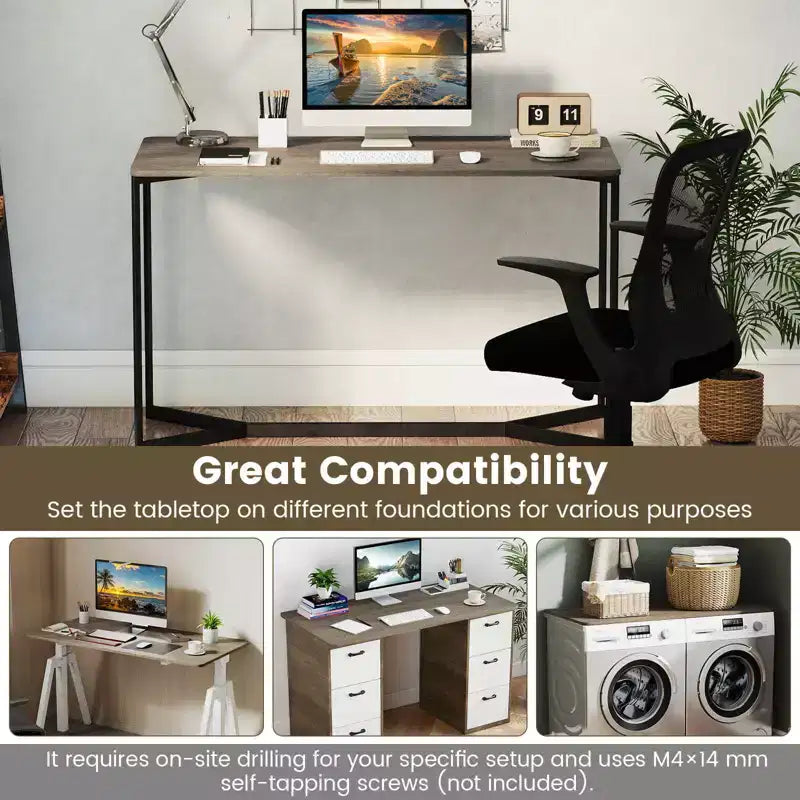 Costway Plateau de Table Monobloc 48 x 24 avec Coins Arrondis Sûrs pour Bureau à Domicile DIY Noir/Naturel/Marron Rustique/Blanc/Gris