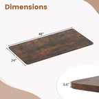 Costway Plateau de Table Monobloc 48 x 24 avec Coins Arrondis Sûrs pour Bureau à Domicile DIY Noir/Naturel/Marron Rustique/Blanc/Gris