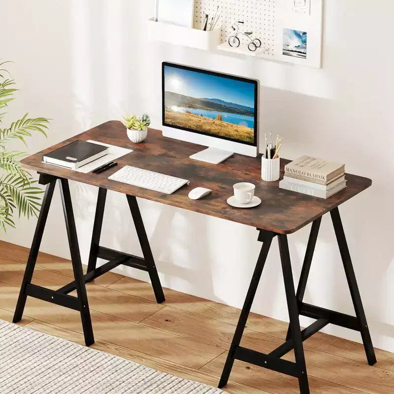 Costway Plateau de Table Monobloc 48 x 24 avec Coins Arrondis Sûrs pour Bureau à Domicile DIY Noir/Naturel/Marron Rustique/Blanc/Gris