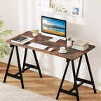 Costway Plateau de Table Monobloc 48 x 24 avec Coins Arrondis Sûrs pour Bureau à Domicile DIY Noir/Naturel/Marron Rustique/Blanc/Gris