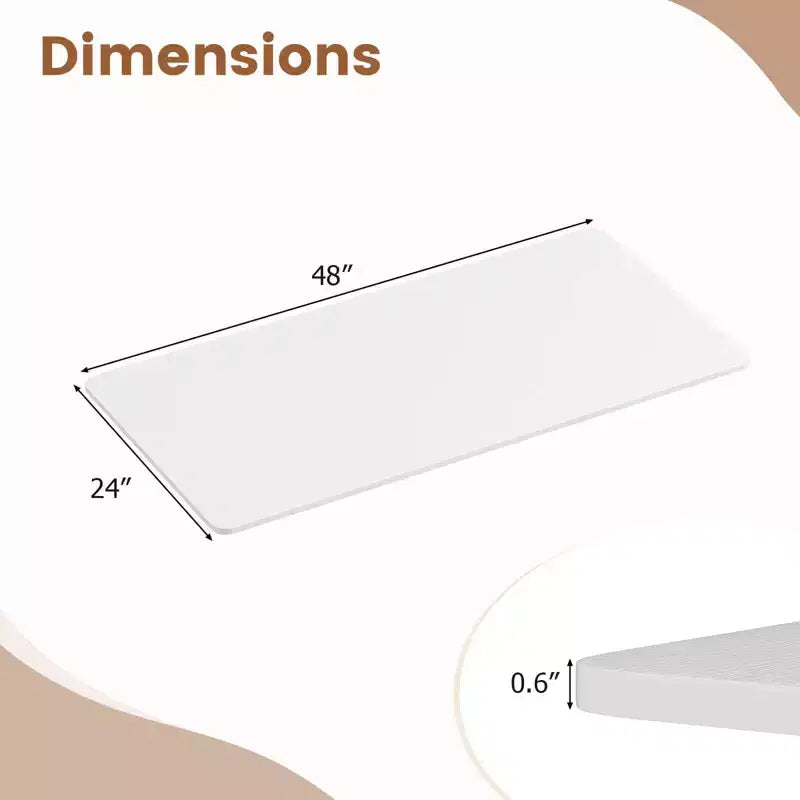 Costway Plateau de Table Monobloc 48 x 24 avec Coins Arrondis Sûrs pour Bureau à Domicile DIY Noir/Naturel/Marron Rustique/Blanc/Gris