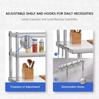 Bureau de 48 x 24 pouces en acier inoxydable avec étagères et crochets réglables, idéal pour les restaurants, les maisons et les hôtels, table robuste certifiée NSF