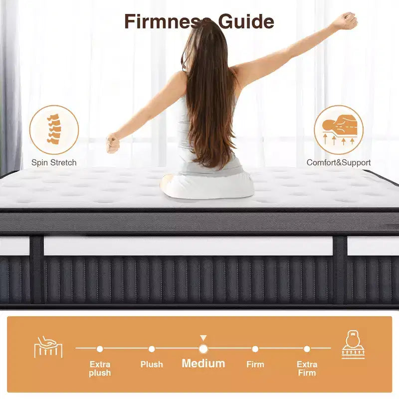 Matelas Queen, matelas hybride en mousse à mémoire de forme au gel de 14 pouces livré en boîte, conception rafraîchissante et respirante, soulagement de la pression zoné, sensation de fermeté moyenne