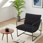 Fauteuil basculant avec structure en métal, chaise de salon moderne et confortable, fauteuil de lecture rembourré avec coussin en mousse déchiquetée, fauteuil surdimensionné