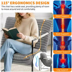 Fauteuil basculant avec structure en métal, chaise de salon moderne et confortable, fauteuil de lecture rembourré avec coussin en mousse déchiquetée, fauteuil surdimensionné
