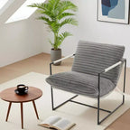 Fauteuil basculant avec structure en métal, chaise de salon moderne et confortable, fauteuil de lecture rembourré avec coussin en mousse déchiquetée, fauteuil surdimensionné