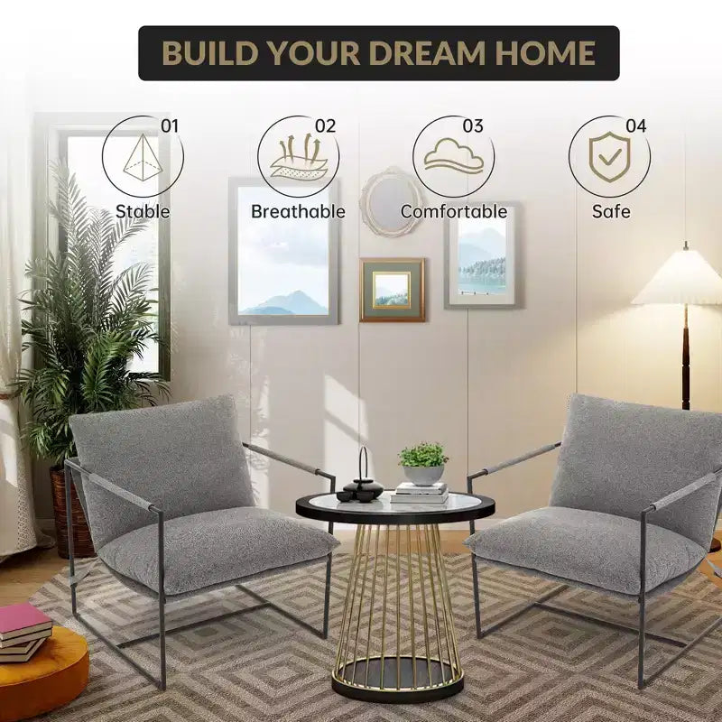 Fauteuil basculant avec structure en métal, chaise de salon moderne et confortable, fauteuil de lecture rembourré avec coussin en mousse déchiquetée, fauteuil surdimensionné