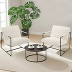 Fauteuil basculant avec structure en métal, chaise de salon moderne et confortable, fauteuil de lecture rembourré avec coussin en mousse déchiquetée, fauteuil surdimensionné