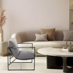 Fauteuil basculant avec structure en métal, chaise de salon moderne et confortable, fauteuil de lecture rembourré avec coussin en mousse déchiquetée, fauteuil surdimensionné
