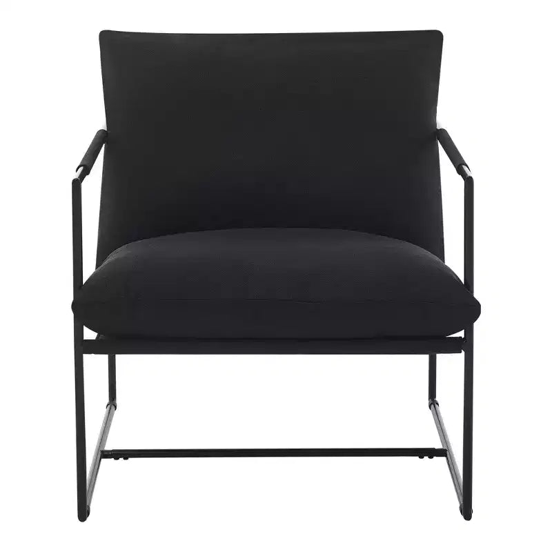 Fauteuil basculant avec structure en métal, chaise de salon moderne et confortable, fauteuil de lecture rembourré avec coussin en mousse déchiquetée, fauteuil surdimensionné