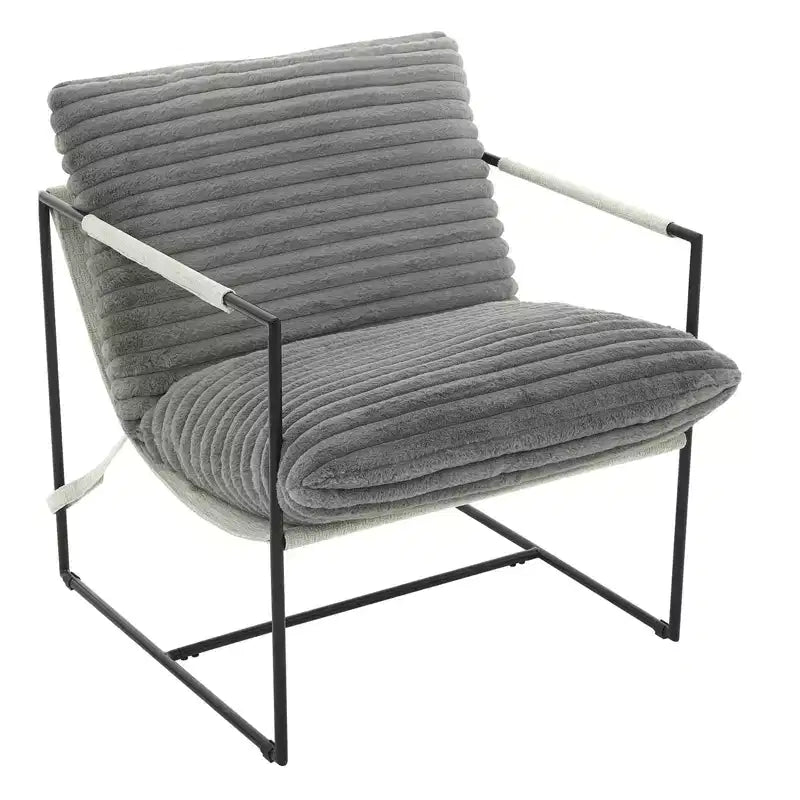 Fauteuil basculant avec structure en métal, chaise de salon moderne et confortable, fauteuil de lecture rembourré avec coussin en mousse déchiquetée, fauteuil surdimensionné