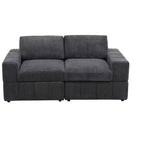 Gray Corduroy Living Room Double Armrests 2-Piece Loveseat Sofa