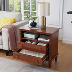 Table d'appoint avec 2 tiroirs et étagères ouvertes, Table d'appoint vintage Tables de chevet avec ports USB et prises, Support en bois, Table de chevet
