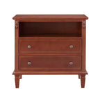 Table d'appoint avec 2 tiroirs et étagères ouvertes, Table d'appoint vintage Tables de chevet avec ports USB et prises, Support en bois, Table de chevet