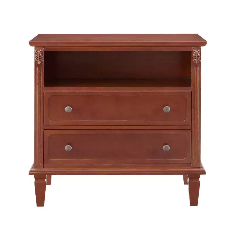 Table d'appoint avec 2 tiroirs et étagères ouvertes, Table d'appoint vintage Tables de chevet avec ports USB et prises, Support en bois, Table de chevet