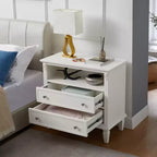 Table d'appoint avec 2 tiroirs et étagères ouvertes, Table d'appoint vintage Tables de chevet avec ports USB et prises, Support en bois, Table de chevet