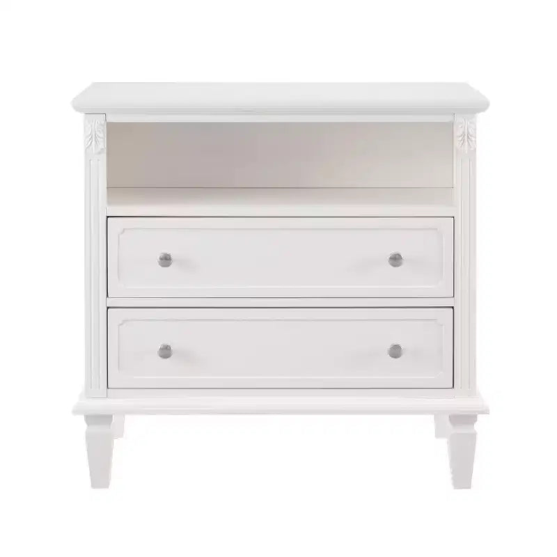 Table d'appoint avec 2 tiroirs et étagères ouvertes, Table d'appoint vintage Tables de chevet avec ports USB et prises, Support en bois, Table de chevet