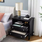 Table d'appoint avec 2 tiroirs et étagères ouvertes, Table d'appoint vintage Tables de chevet avec ports USB et prises, Support en bois, Table de chevet
