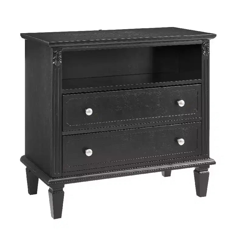 Table d'appoint avec 2 tiroirs et étagères ouvertes, Table d'appoint vintage Tables de chevet avec ports USB et prises, Support en bois, Table de chevet