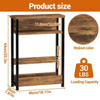 Table d'appoint industrielle étroite à 3 niveaux – Table de bout peu encombrante avec étagères de rangement et porte-revues pour salon ou chambre à coucher