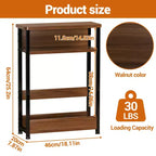 Table d'appoint industrielle étroite à 3 niveaux – Table de bout peu encombrante avec étagères de rangement et porte-revues pour salon ou chambre à coucher