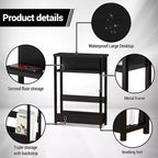 Table d'appoint industrielle étroite à 3 niveaux – Table de bout peu encombrante avec étagères de rangement et porte-revues pour salon ou chambre à coucher