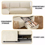 Canapé-lit Dyonery 82, canapé inclinable en forme de L avec méridienne de rangement réversible, assemblage sans outils