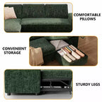 Canapé-lit Dyonery 82, canapé inclinable en forme de L avec méridienne de rangement réversible, assemblage sans outils
