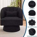 Fauteuil pivotant moderne à 360°, en tissu polaire, avec oreiller moelleux, fauteuil de lecture rond pour salon, chambre à coucher
