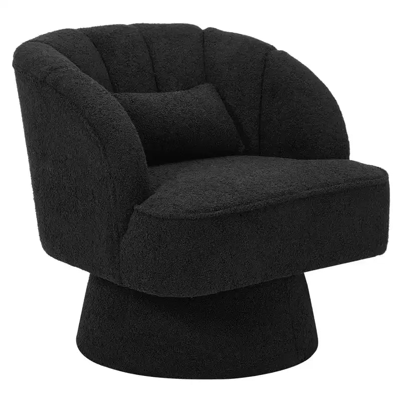 Fauteuil pivotant moderne à 360°, en tissu polaire, avec oreiller moelleux, fauteuil de lecture rond pour salon, chambre à coucher