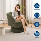 Fauteuil pivotant moderne à 360°, en tissu polaire, avec oreiller moelleux, fauteuil de lecture rond pour salon, chambre à coucher