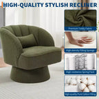Fauteuil pivotant moderne à 360°, en tissu polaire, avec oreiller moelleux, fauteuil de lecture rond pour salon, chambre à coucher
