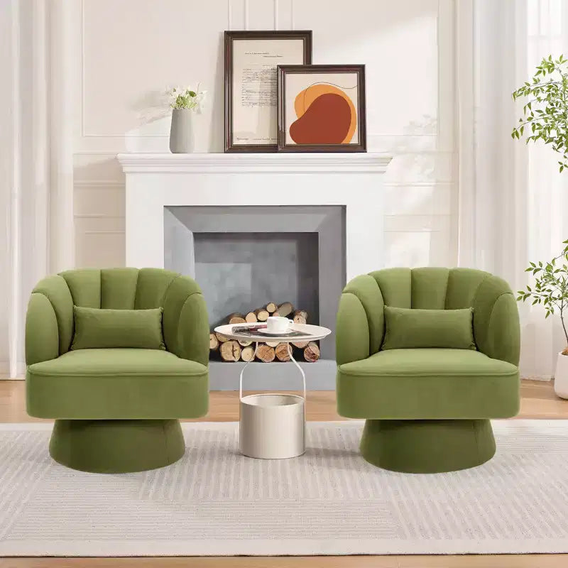 Fauteuil pivotant moderne à 360°, en tissu polaire, avec oreiller moelleux, fauteuil de lecture rond pour salon, chambre à coucher