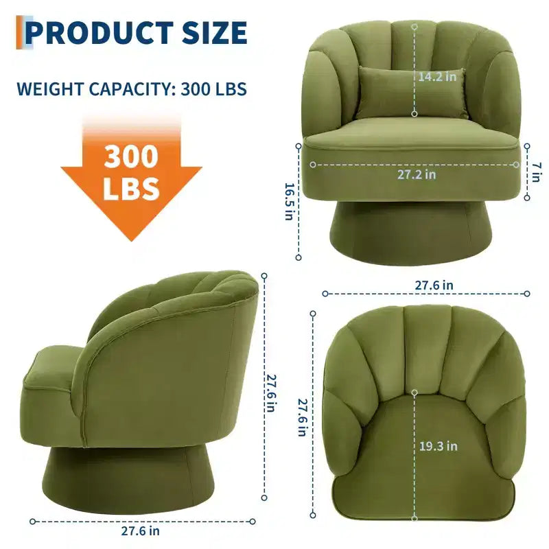 Fauteuil pivotant moderne à 360°, en tissu polaire, avec oreiller moelleux, fauteuil de lecture rond pour salon, chambre à coucher