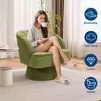 Fauteuil pivotant moderne à 360°, en tissu polaire, avec oreiller moelleux, fauteuil de lecture rond pour salon, chambre à coucher