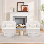 Fauteuil pivotant moderne à 360°, en tissu polaire, avec oreiller moelleux, fauteuil de lecture rond pour salon, chambre à coucher