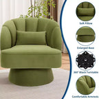 Fauteuil pivotant moderne à 360°, en tissu polaire, avec oreiller moelleux, fauteuil de lecture rond pour salon, chambre à coucher