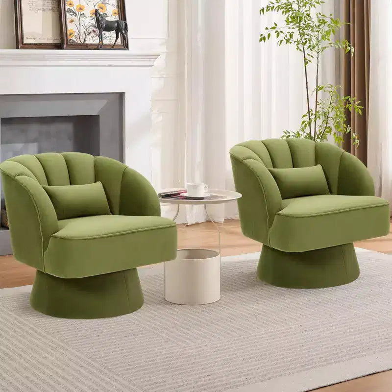 Fauteuil pivotant moderne à 360°, en tissu polaire, avec oreiller moelleux, fauteuil de lecture rond pour salon, chambre à coucher