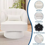 Fauteuil pivotant moderne à 360°, en tissu polaire, avec oreiller moelleux, fauteuil de lecture rond pour salon, chambre à coucher