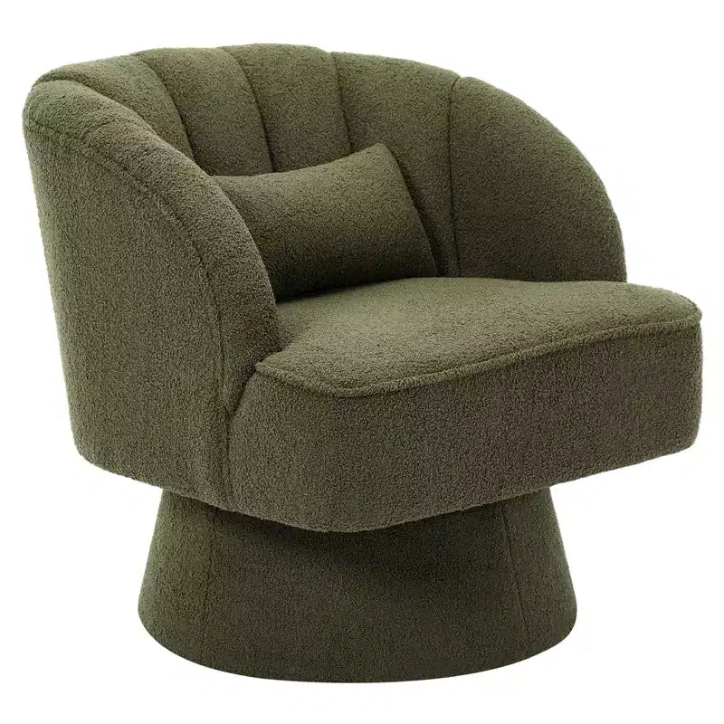 Fauteuil pivotant moderne à 360°, en tissu polaire, avec oreiller moelleux, fauteuil de lecture rond pour salon, chambre à coucher