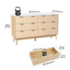 Commode à 6 tiroirs cannelés VEVOR, commode en bois avec dispositif coulissant et anti-basculement, commode moderne minimaliste, rangement de placard cannelé, marron