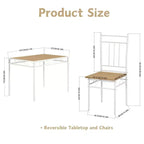 Ensemble de table à manger 5 pièces FurnitureR avec 4 chaises, ensemble de salle à manger de cuisine peu encombrant, plateau en bois et cadre en métal, facile à nettoyer pour la maison, le restaurant, la salle de classe
