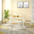 Ensemble de table à manger 5 pièces FurnitureR avec 4 chaises, ensemble de salle à manger de cuisine peu encombrant, plateau en bois et cadre en métal, facile à nettoyer pour la maison, le restaurant, la salle de classe