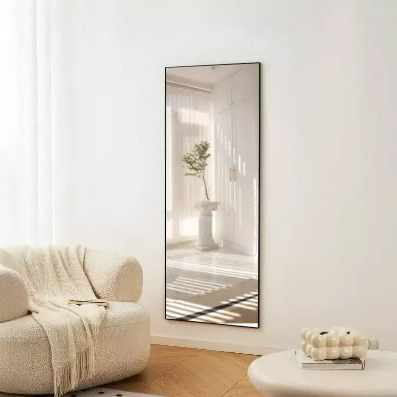 Miroir rectangulaire pleine longueur TUYOHW 70x31, Miroir de courtoisie avec cadre en métal, Miroir mural pour vestiaire