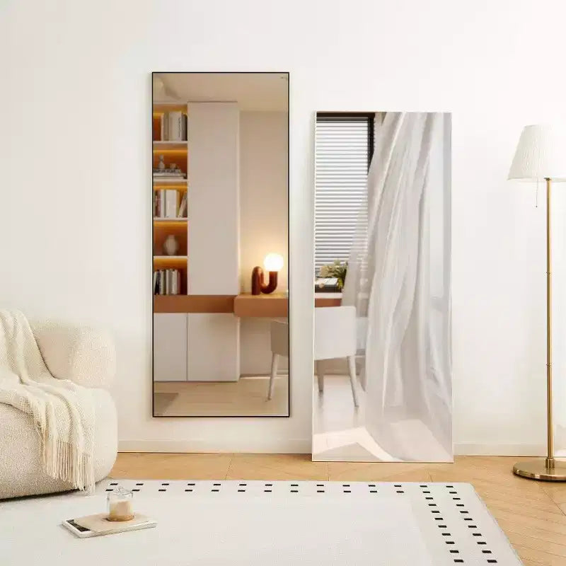 Miroir rectangulaire pleine longueur TUYOHW 70x31, Miroir de courtoisie avec cadre en métal, Miroir mural pour vestiaire