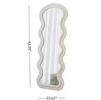 TUYOHW Grand miroir sur pied, miroir de courtoisie en flanelle avec cadre en bois pour dressing, vestiaire