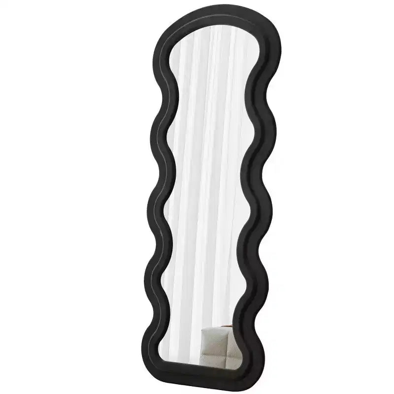 TUYOHW Grand miroir sur pied, miroir de courtoisie en flanelle avec cadre en bois pour dressing, vestiaire