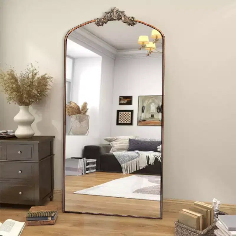 TUYOHW 66x36 Miroir arqué pleine longueur avec cadre métallique, grand miroir mural ou sur pied pour chambre à coucher, salon