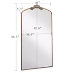 TUYOHW 66x36 Miroir arqué pleine longueur avec cadre métallique, grand miroir mural ou sur pied pour chambre à coucher, salon