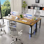 Besiost Bureau d'ordinateur rectangulaire de 78,8'' de large, plan de travail en bois